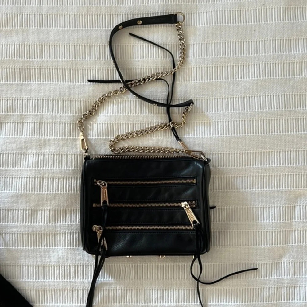Rebecca minkoff chain zipper bag! Black & gold